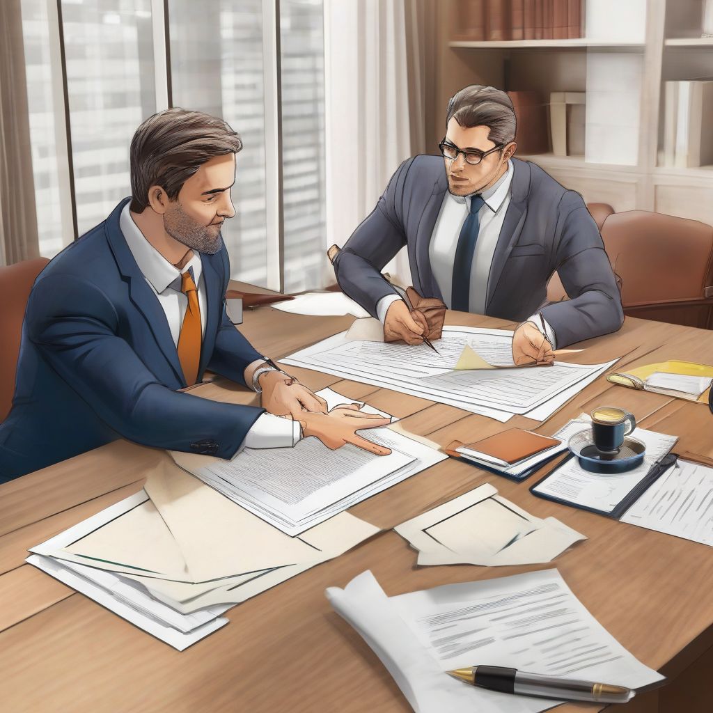 Lawyer Reviewing Documents with Client